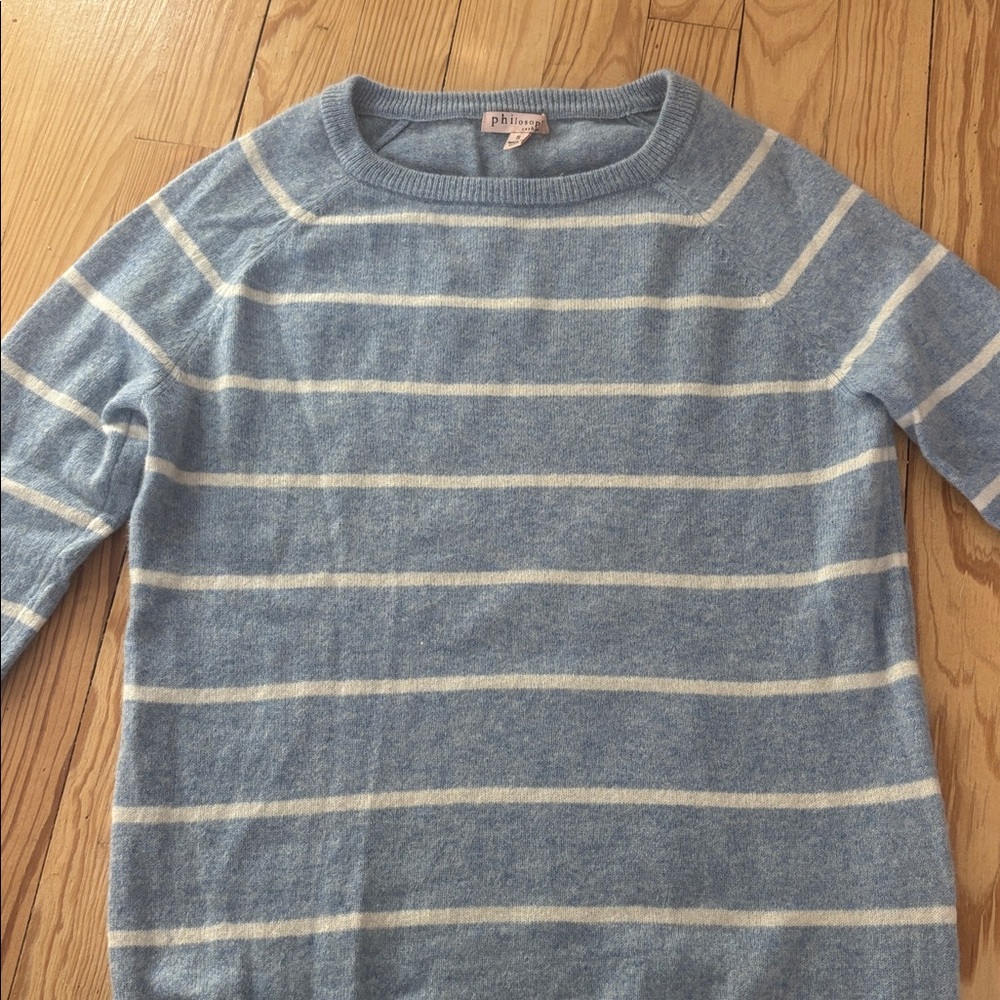 Philosophy Blue and Cream Striped Sweater